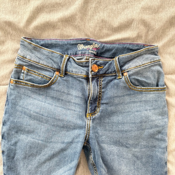 Wrangler Retro Mae Light Blue Bootcut Jeans with Yellow Stitching - Picture 6 of 9